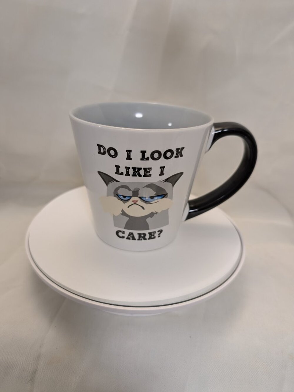 CAT COFFEE MUG LOOK AT THE FACE ATTITUDE ATTITUDE ATTITUSE He Doesn't Care